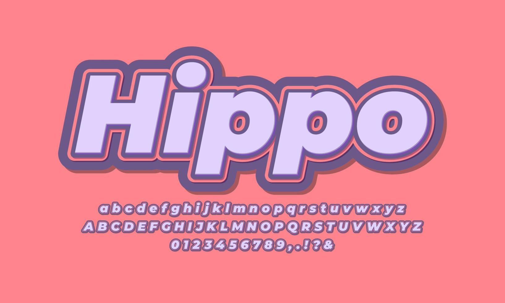 design de efeito de texto de cor de pele de hipopótamo vetor
