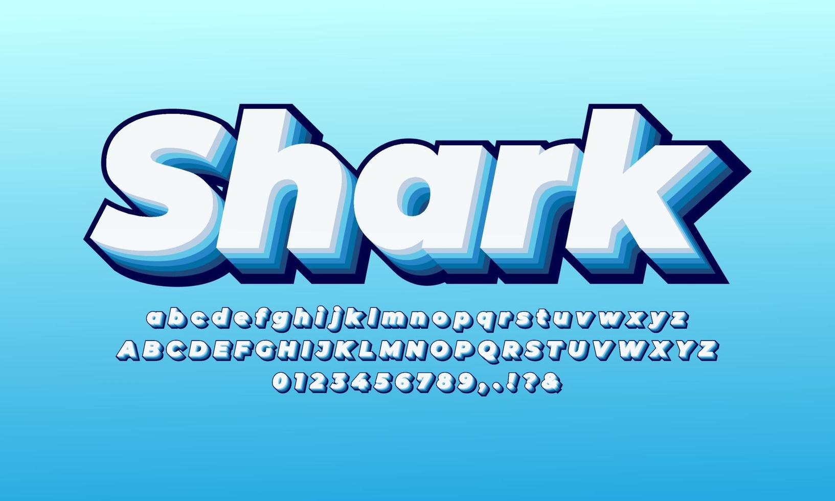 design de efeito de texto de mar azul de tubarão vetor