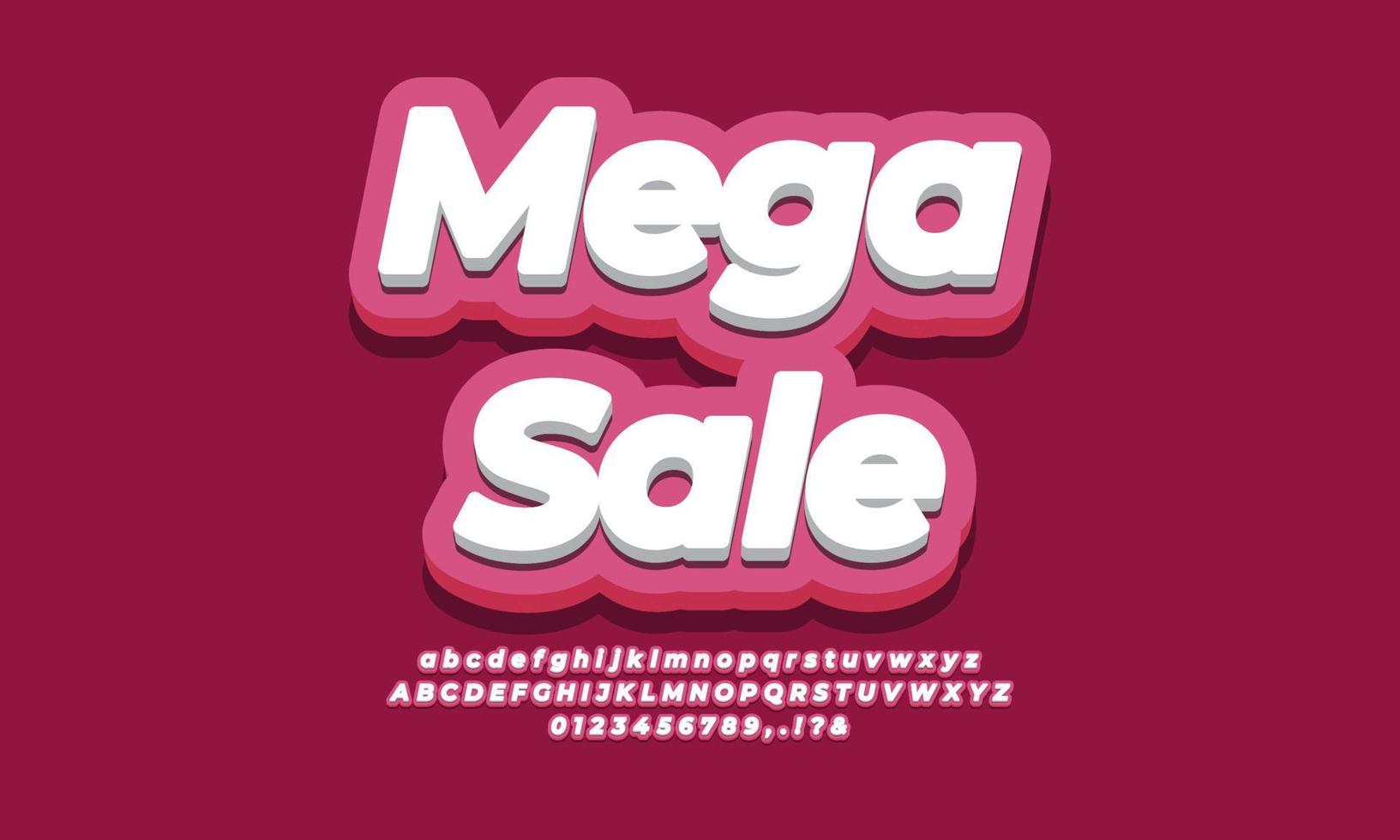 texto de promoção de desconto de mega venda design 3d rosa vetor