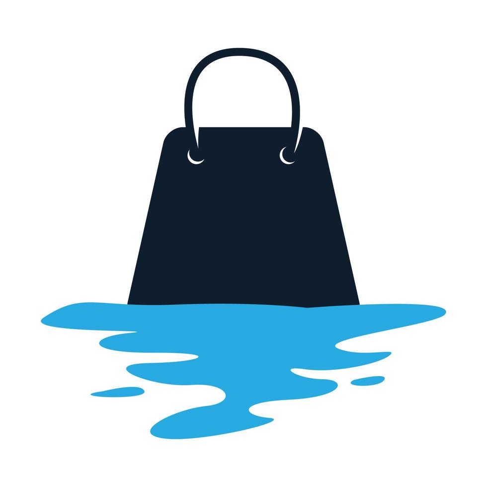 saco de compras com ilustração de design de ícone de vetor de logotipo de água do mar