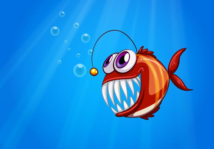 Uma piranha assustadora sob o mar vetor