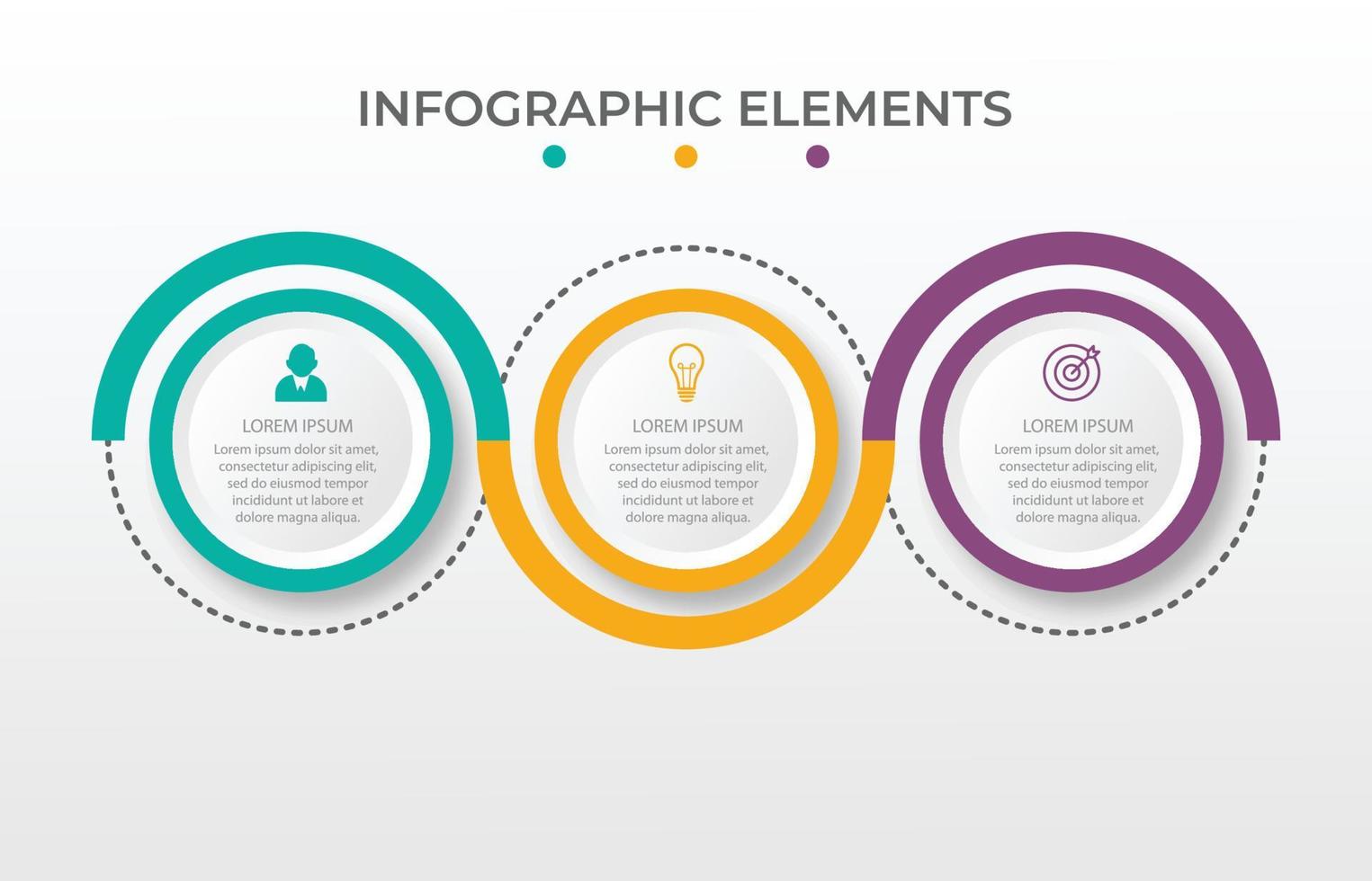 modelo de infográfico de negócios. design de linha fina com números 3 opções ou etapas. vetor