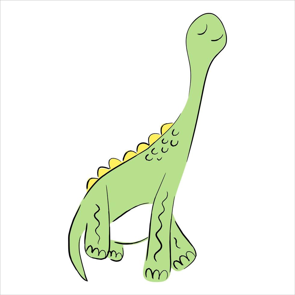 bonito desenho animado pequeno dino verde vetor