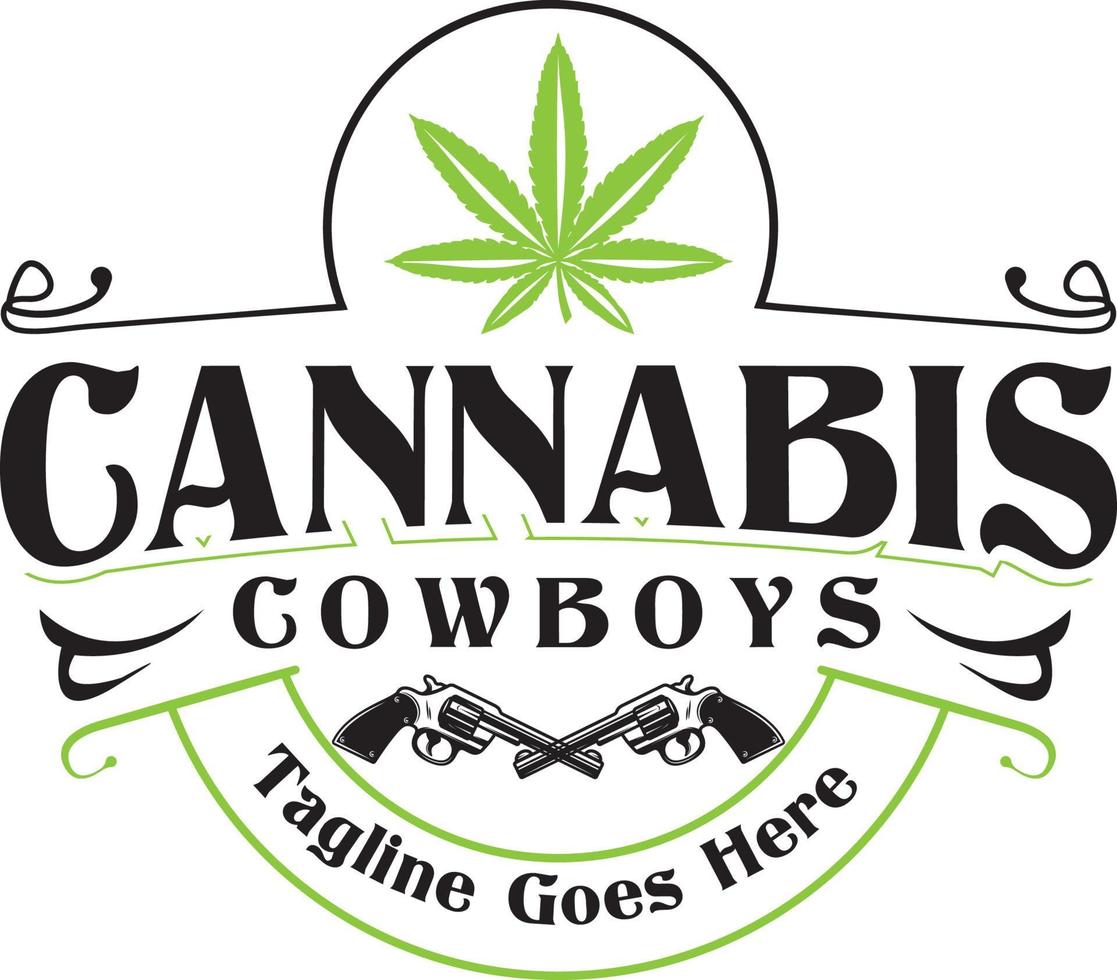 design de logotipo de cowboy para cbd de cannabis vetor