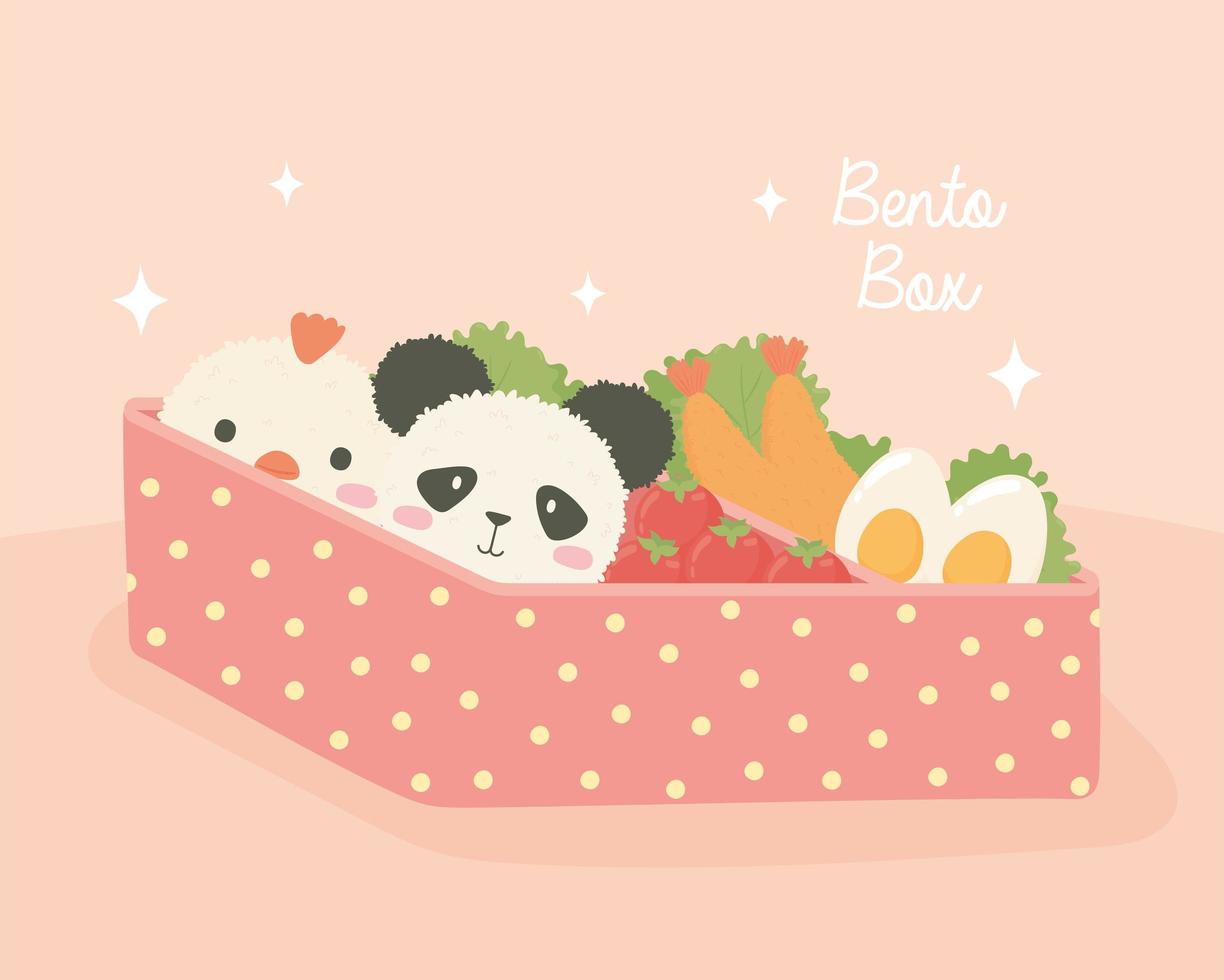 comida de caixa de bento dos desenhos animados vetor