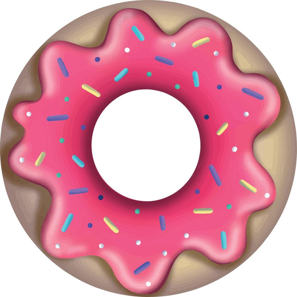 delicioso donut com glacê e granulado. ilustração vetorial vetor