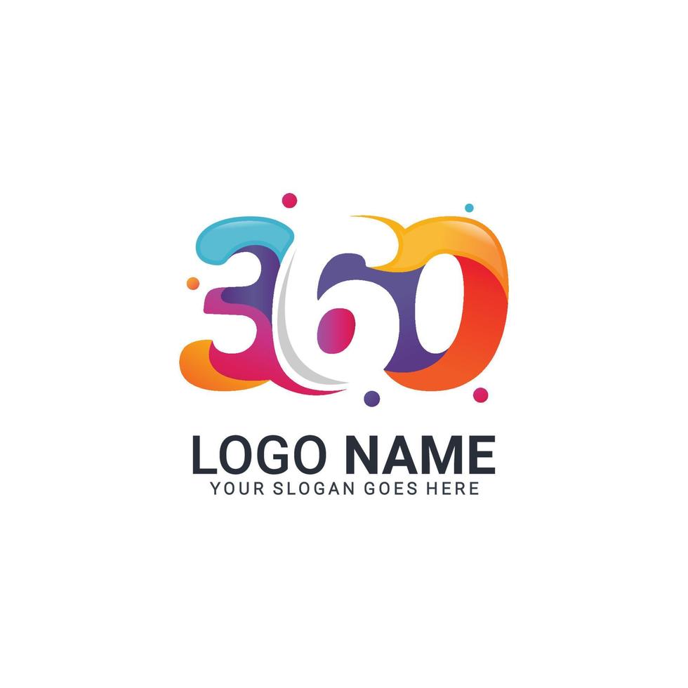 360 design de logotipo colorido. design de logotipo moderno colorido editável vetor