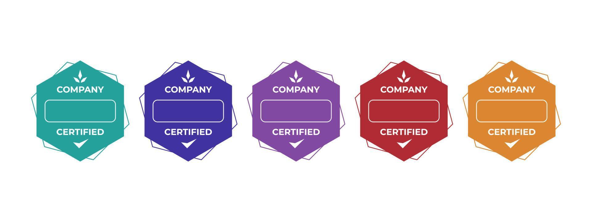 conjunto de certificados de crachá de treinamento da empresa para determinar com base em critérios. ilustração vetorial design de logotipo certificado. vetor