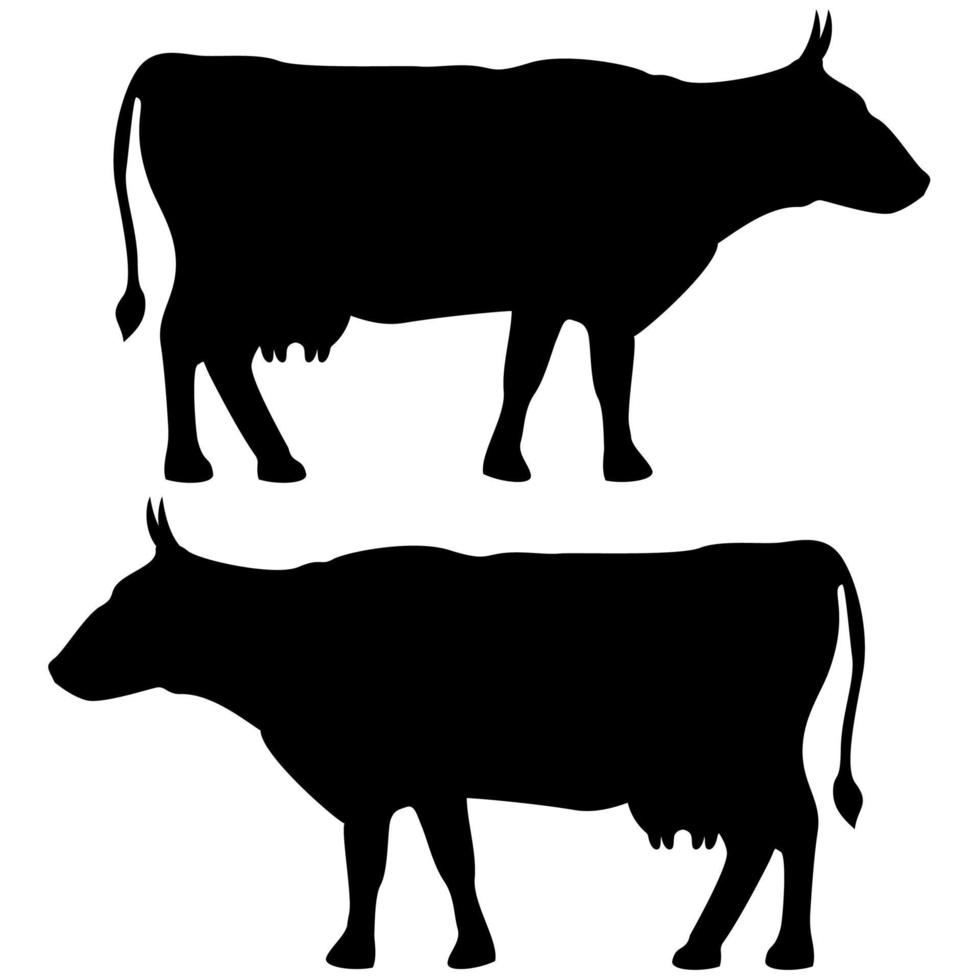 vaca definir estilo plano de imagem de ilustração vetorial de cor preta vermelha vetor