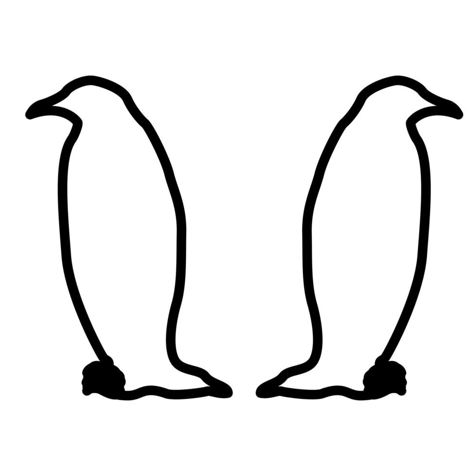 ilustração vetorial de cor preta vermelha de pinguim contorno de imagem de contorno estilo plano vetor