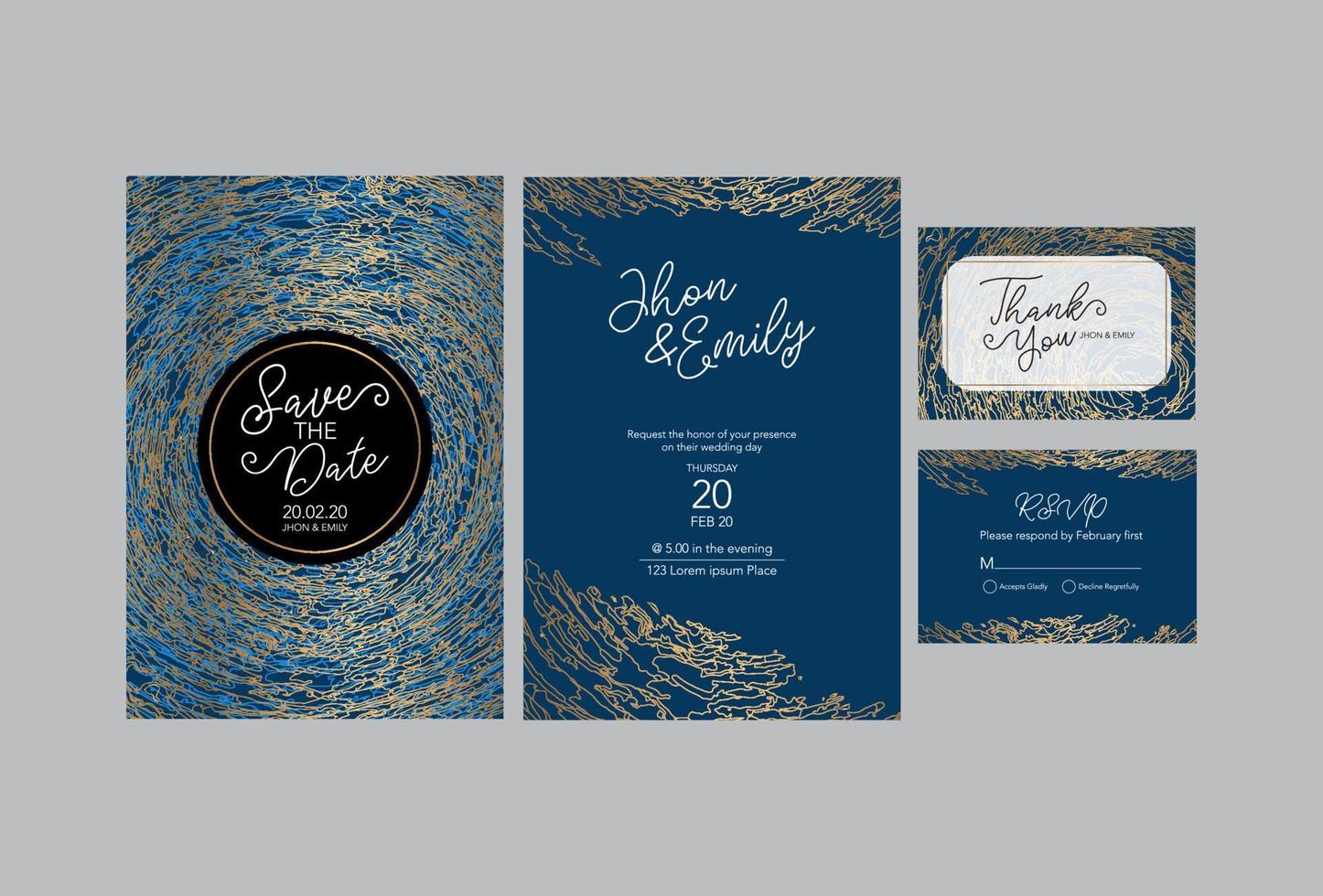 convite para o casamento, uma grande festa de amantes, os noivos. textura de fundo luxo mármore líquido e ouro. para cartões de visita, panfletos, flyer, banner, site, impressão em papel. vetor