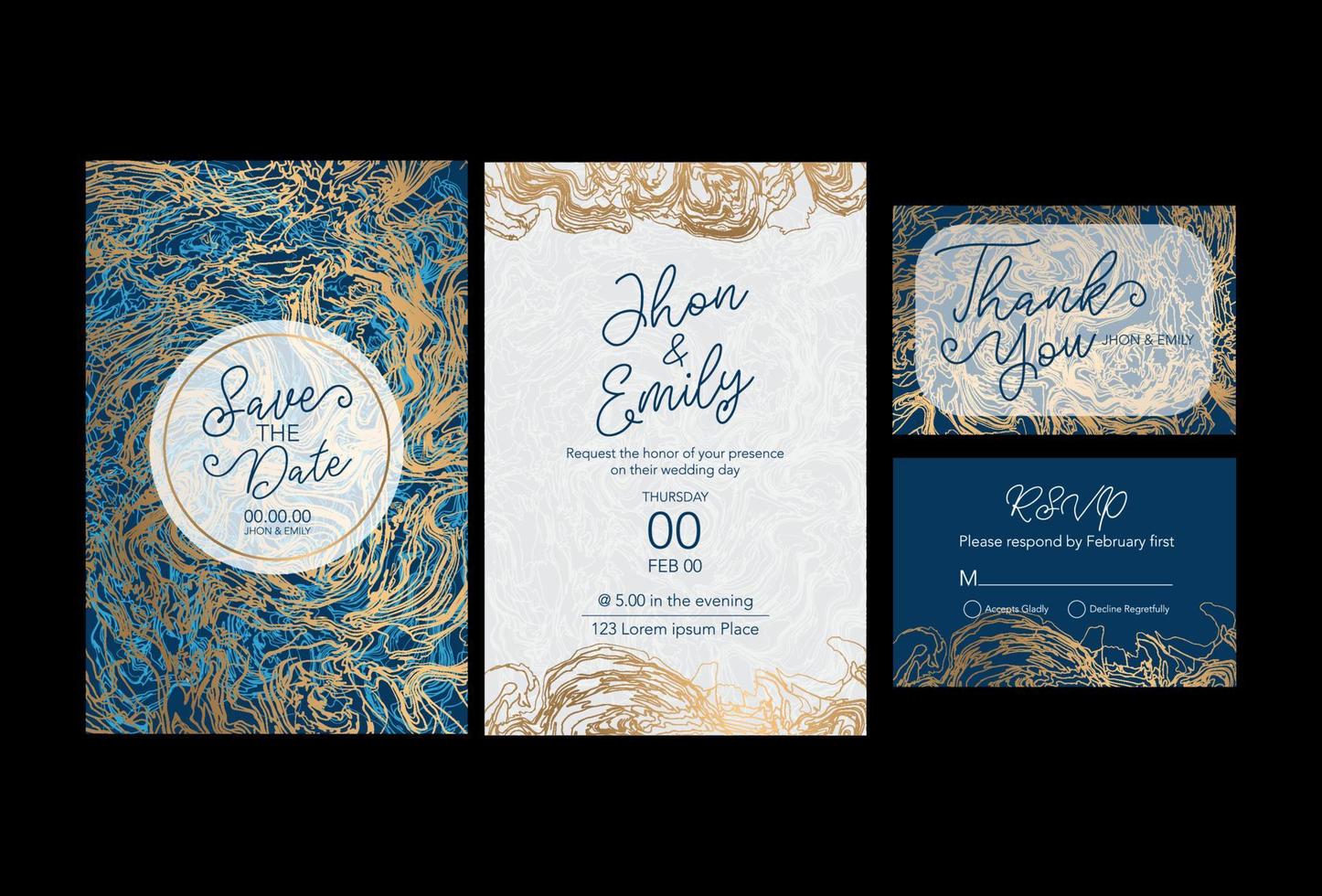 convite para o casamento, uma grande festa de amantes, os noivos. textura de fundo luxo mármore líquido e ouro. para cartões de visita, panfletos, flyer, banner, site, impressão em papel. vetor