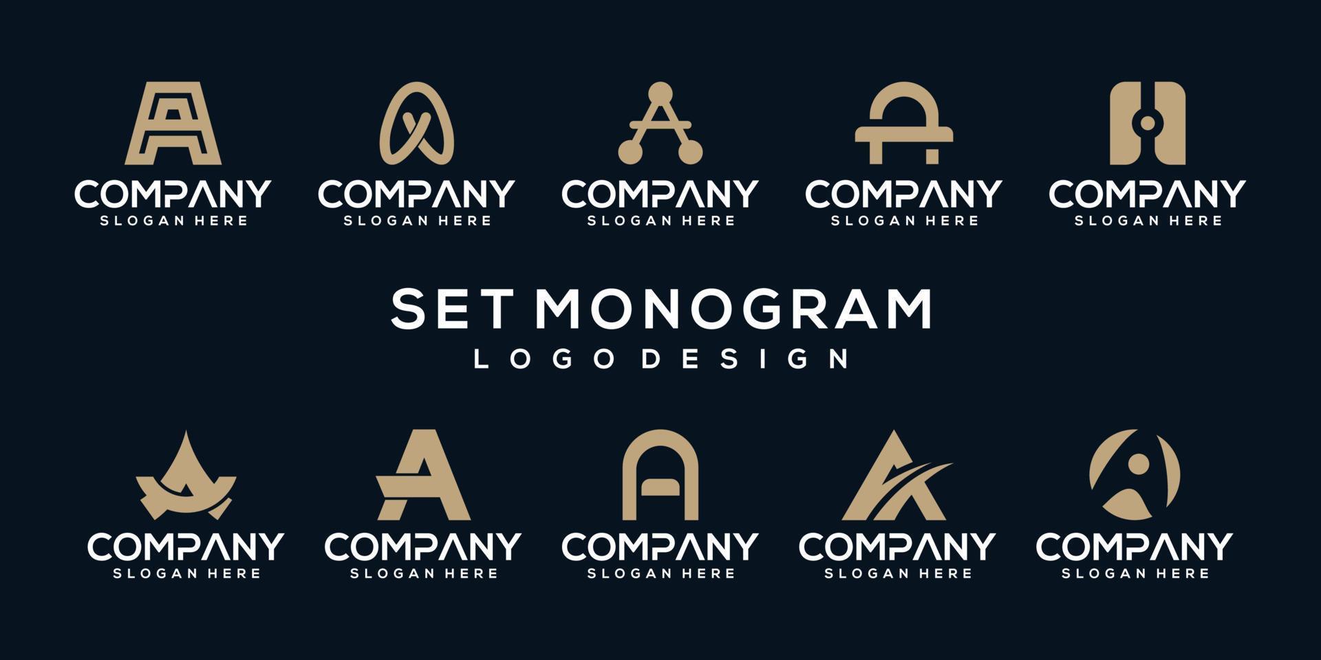 definir modelo de logotipo de carta de monograma de coleção vetor