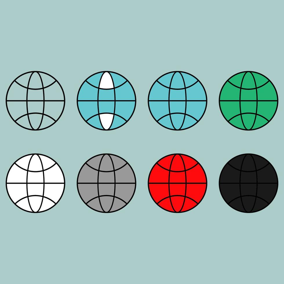 ícone plano de cor diferente do globo terrestre. vetor