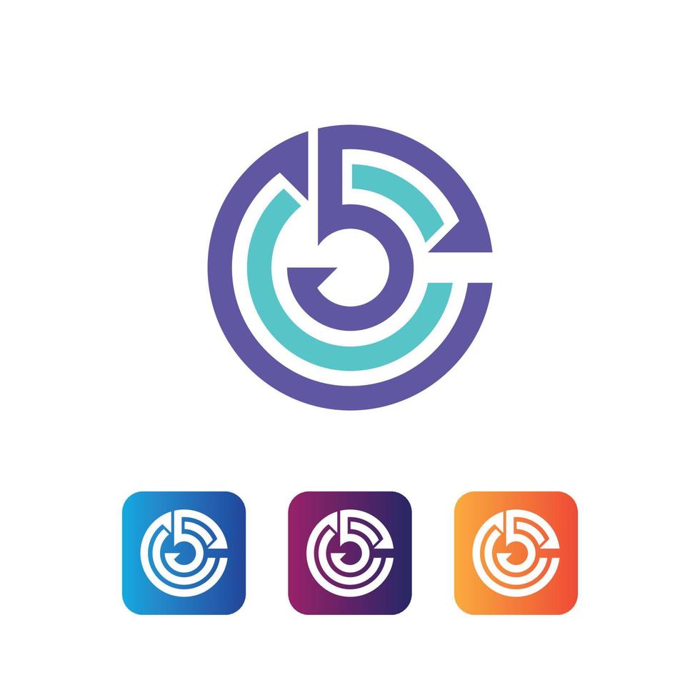 modelo de vetor de ícone de aplicativo de design de logotipo de marca de carta monograma c5