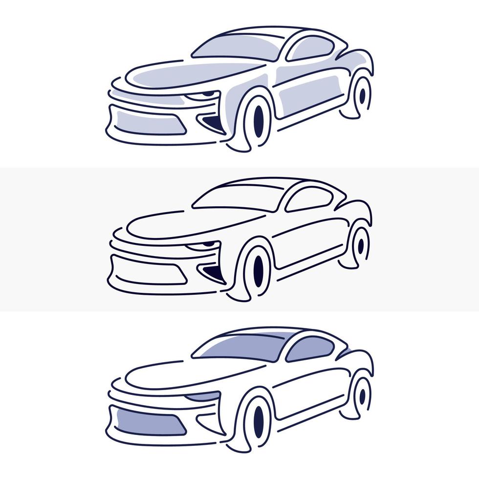 design de arte de linha de carro, modelo de vetor de ilustração plana de carro