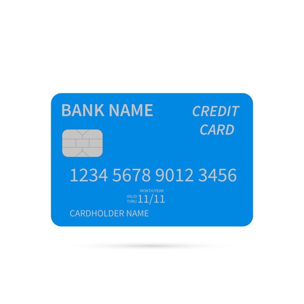 ícone de cartão de crédito azul isolado no fundo branco. dinheiro e pagamentos em todo o conceito do mundo. ilustração em vetor estilo design plano. modelo vetorial para seus projetos de negócios.