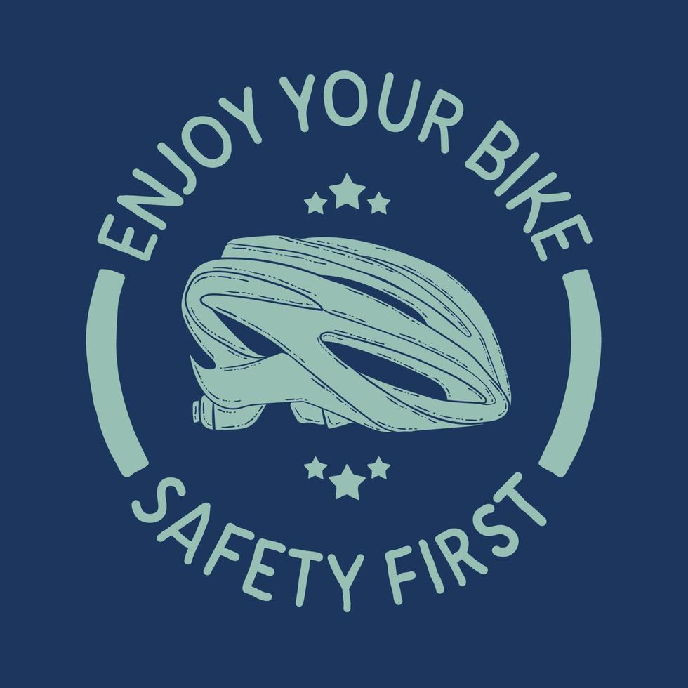 aproveite sua bicicleta e segurança em primeiro lugar com ilustração desenhada à mão vintage de capacete de bicicleta vetor