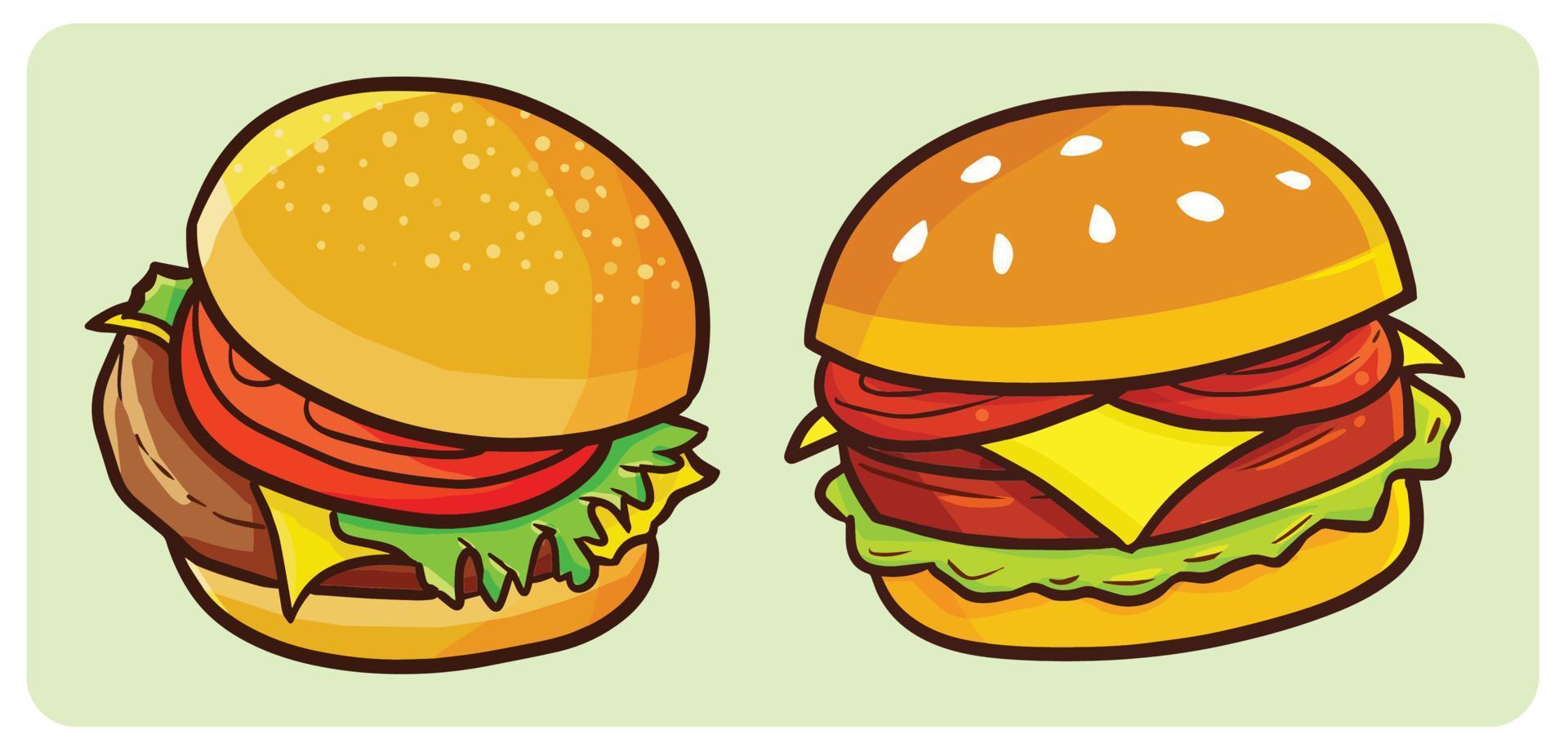 ilustração dos desenhos animados de hambúrguer de queijo vetor