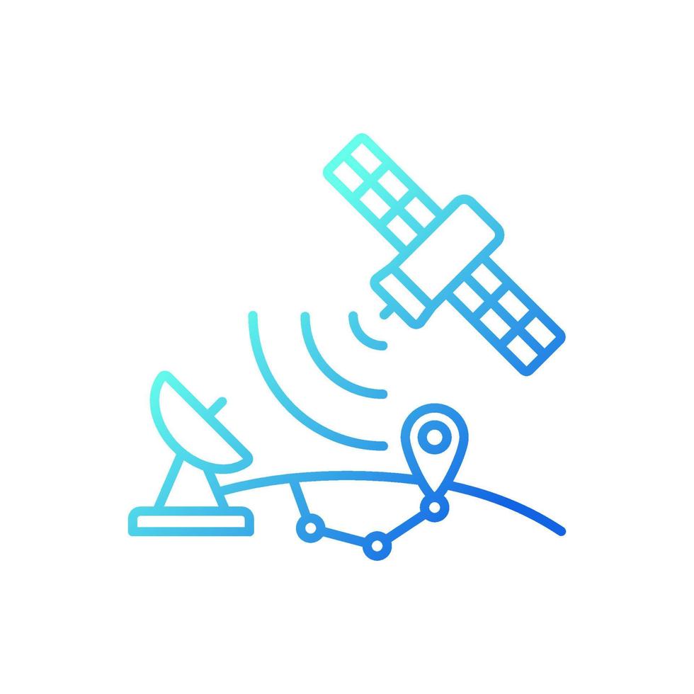 ícone de vetor linear gradiente do sistema de posicionamento global. sistema de radionavegação por satélite. posicionamento gps. símbolo de cor de linha fina. pictograma de estilo moderno. desenho de contorno isolado de vetor