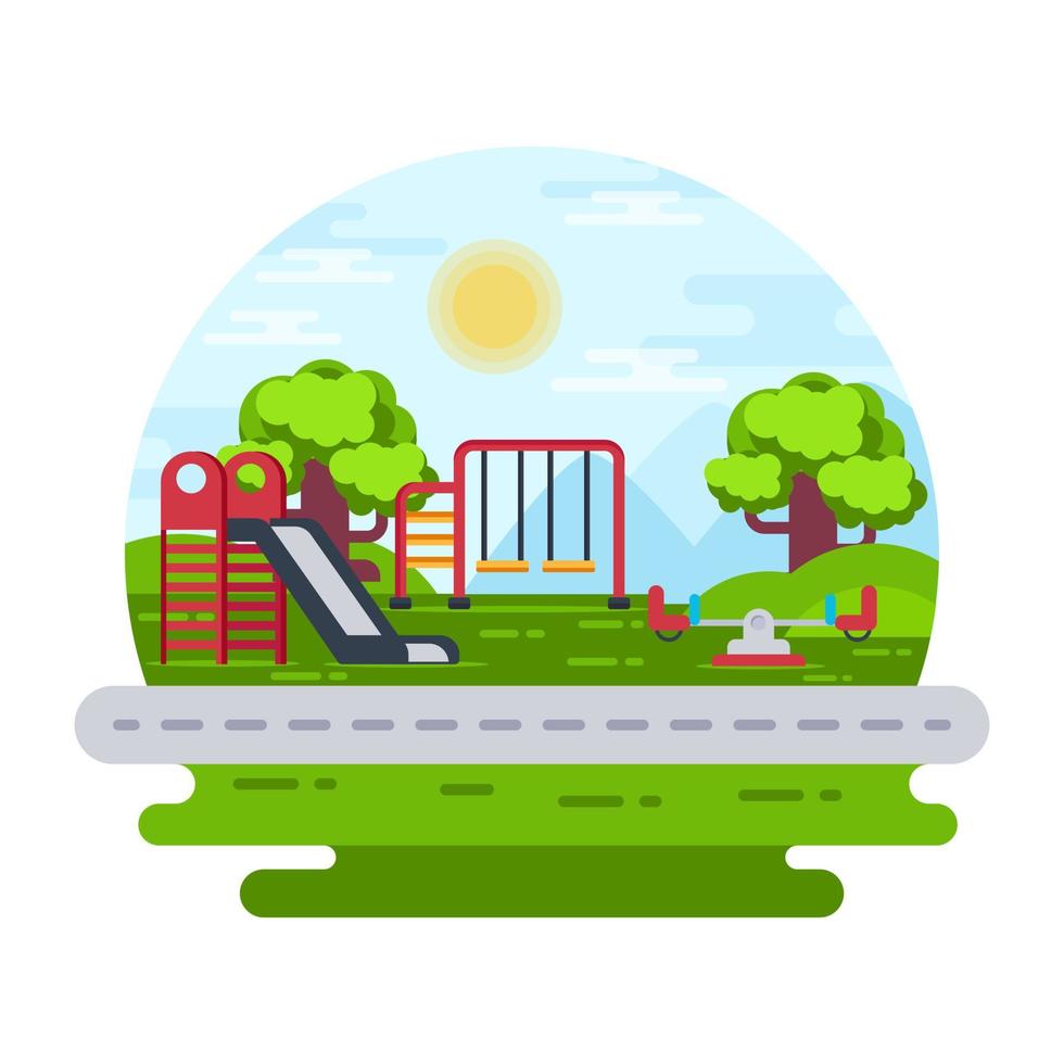 uma ilustração plana moderna de playground, vetor editável