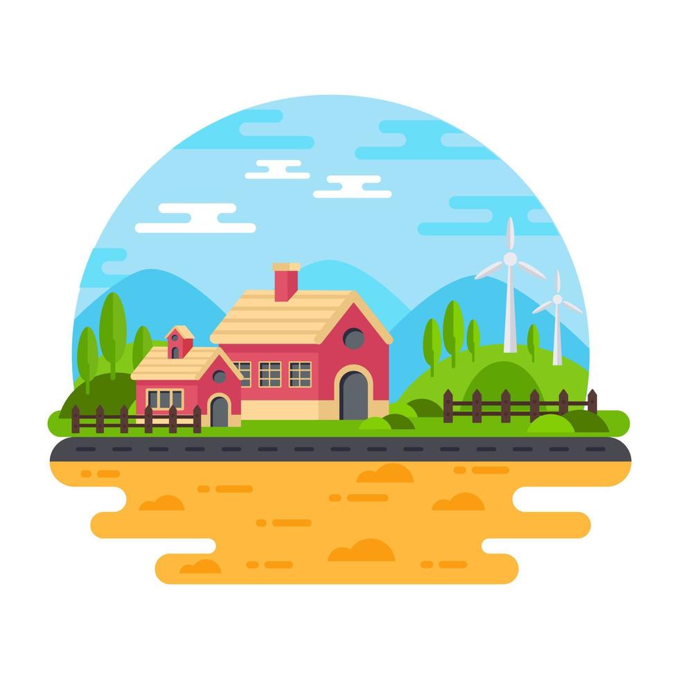 uma ilustração plana premium da casa de campo está disponível para uso vetor