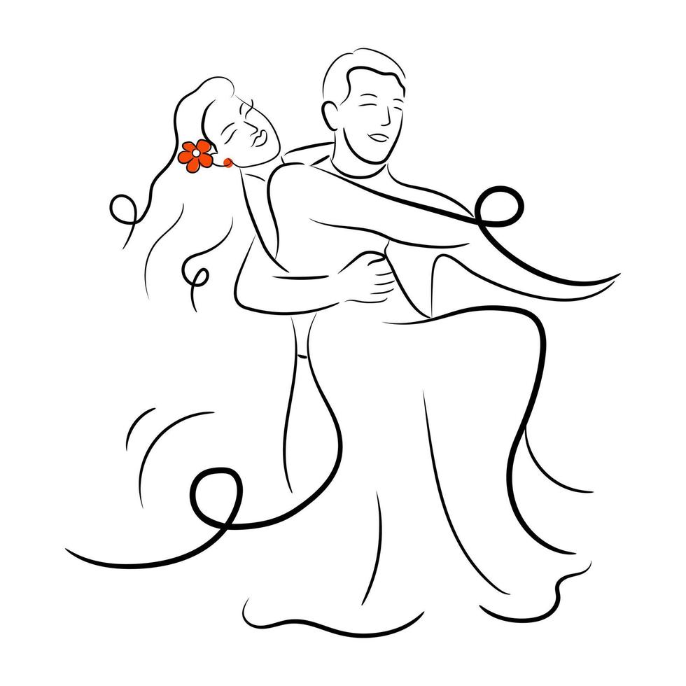 dê uma olhada nesta linda ilustração desenhada à mão da dança do casamento vetor