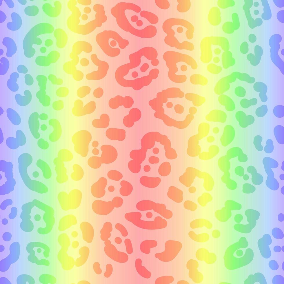 Padrão sem emenda de leopardo de néon. fundo manchado de cor brilhante. impressão animal do arco-íris do vetor. vetor