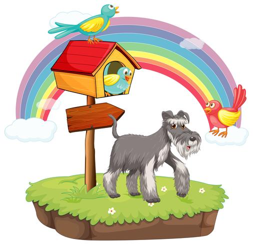 Cão e birdhouse vetor