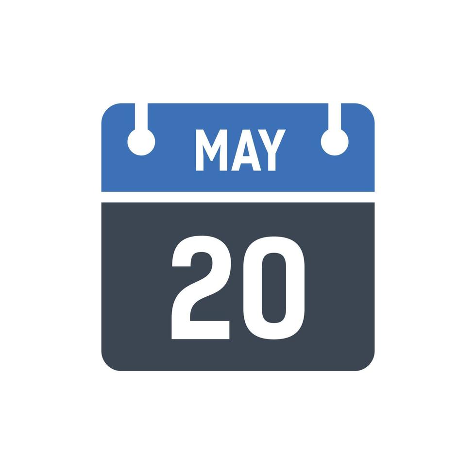 20 de maio ícone de calendário, ícone de data vetor