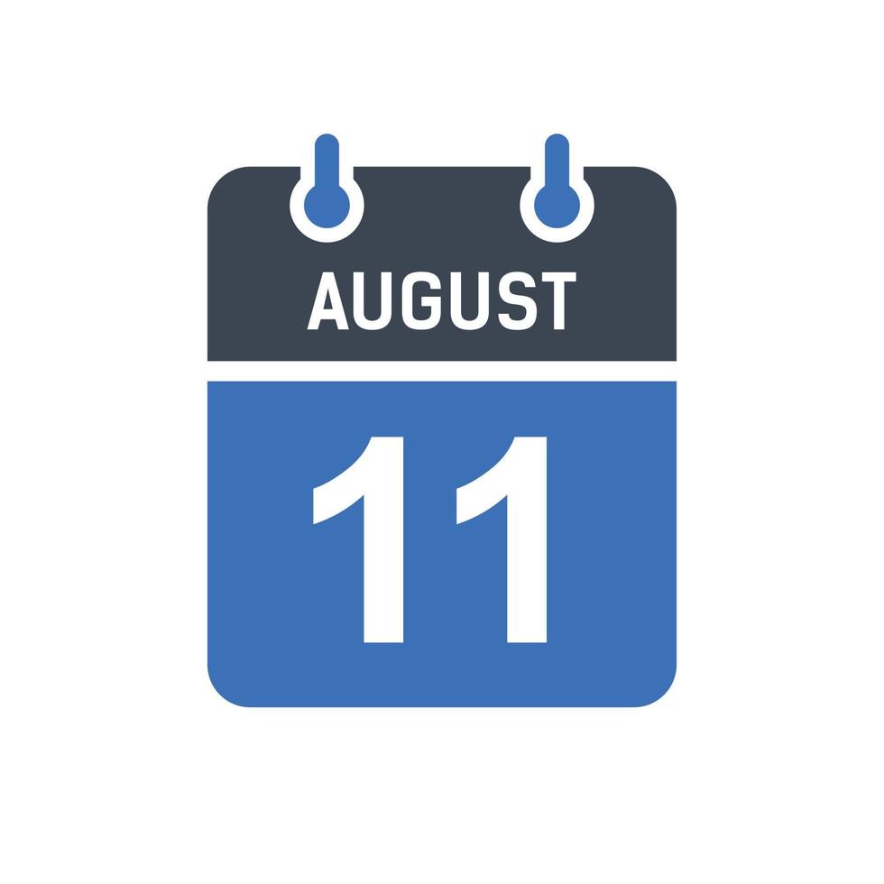 ícone de data do calendário de 11 de agosto vetor