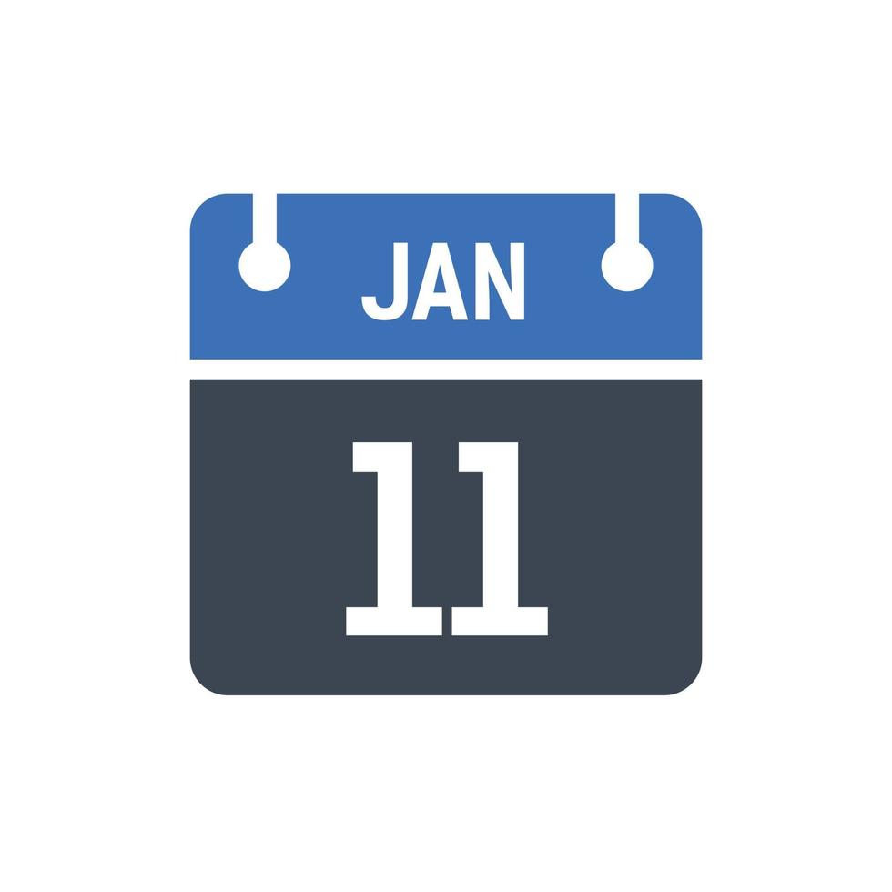 ícone de data do calendário de 11 de janeiro vetor