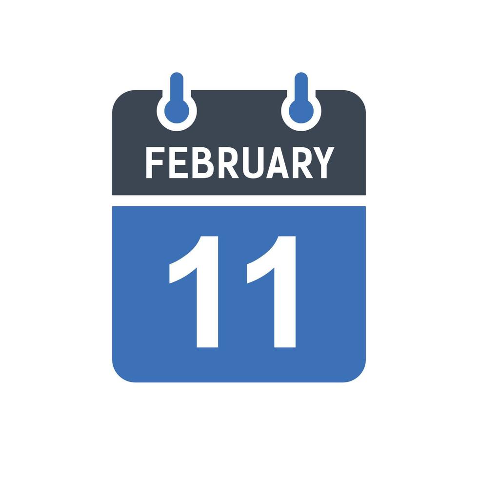 ícone de data do calendário de 11 de fevereiro vetor