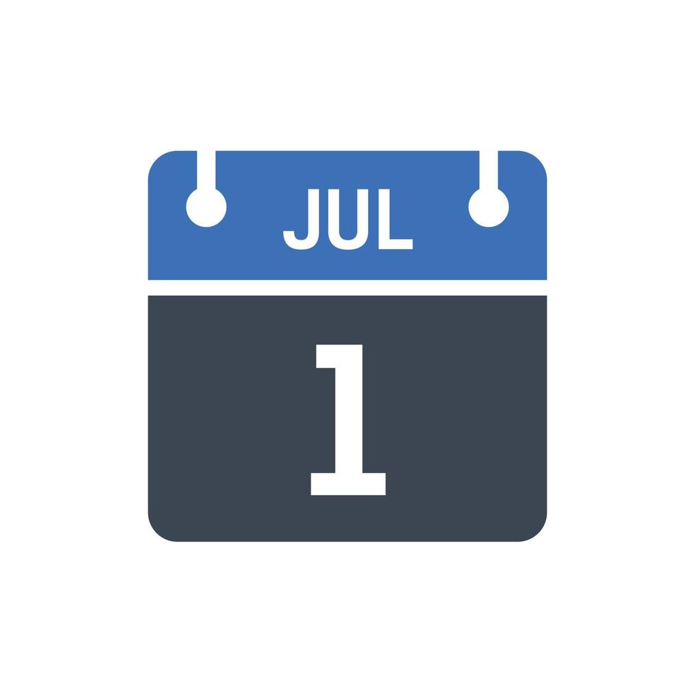 ícone de data do calendário de 1º de julho vetor