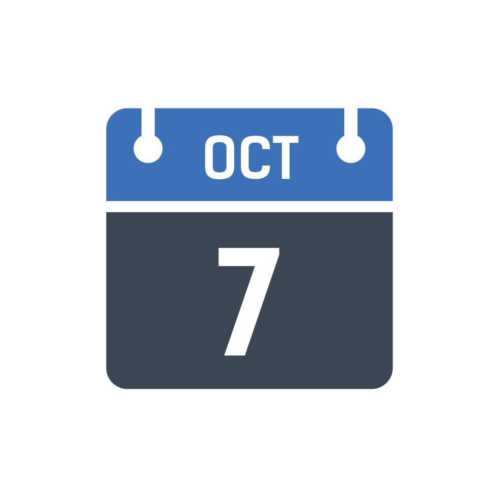 7 de outubro data do calendário do mês vetor