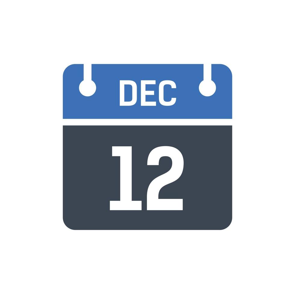ícone de data do calendário de 12 de dezembro vetor