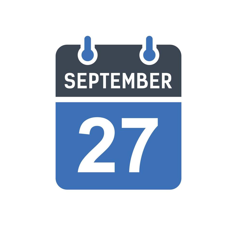 ícone de data do calendário de 27 de setembro vetor