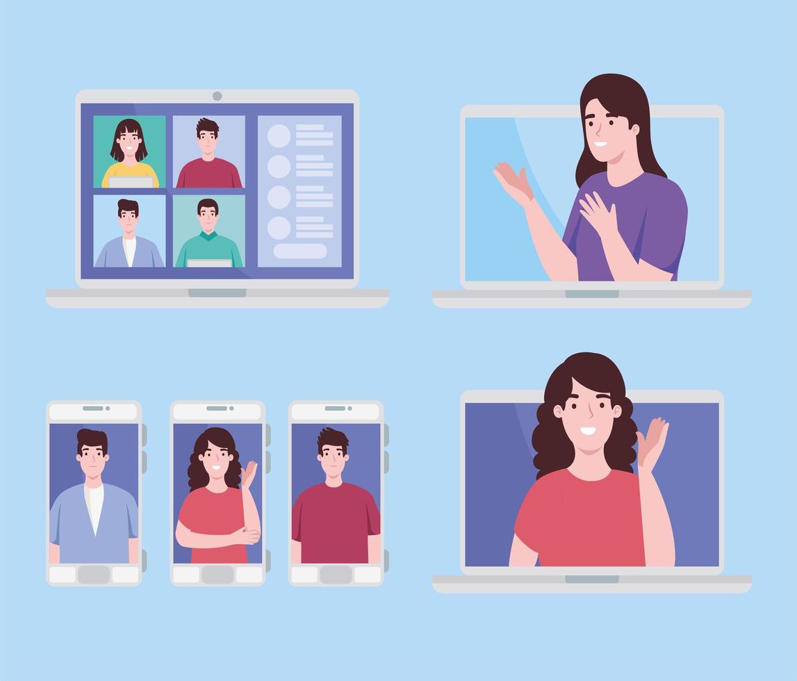 pessoas em conferência virtual vetor