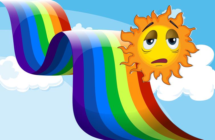 Um arco-íris ao lado do sol triste vetor