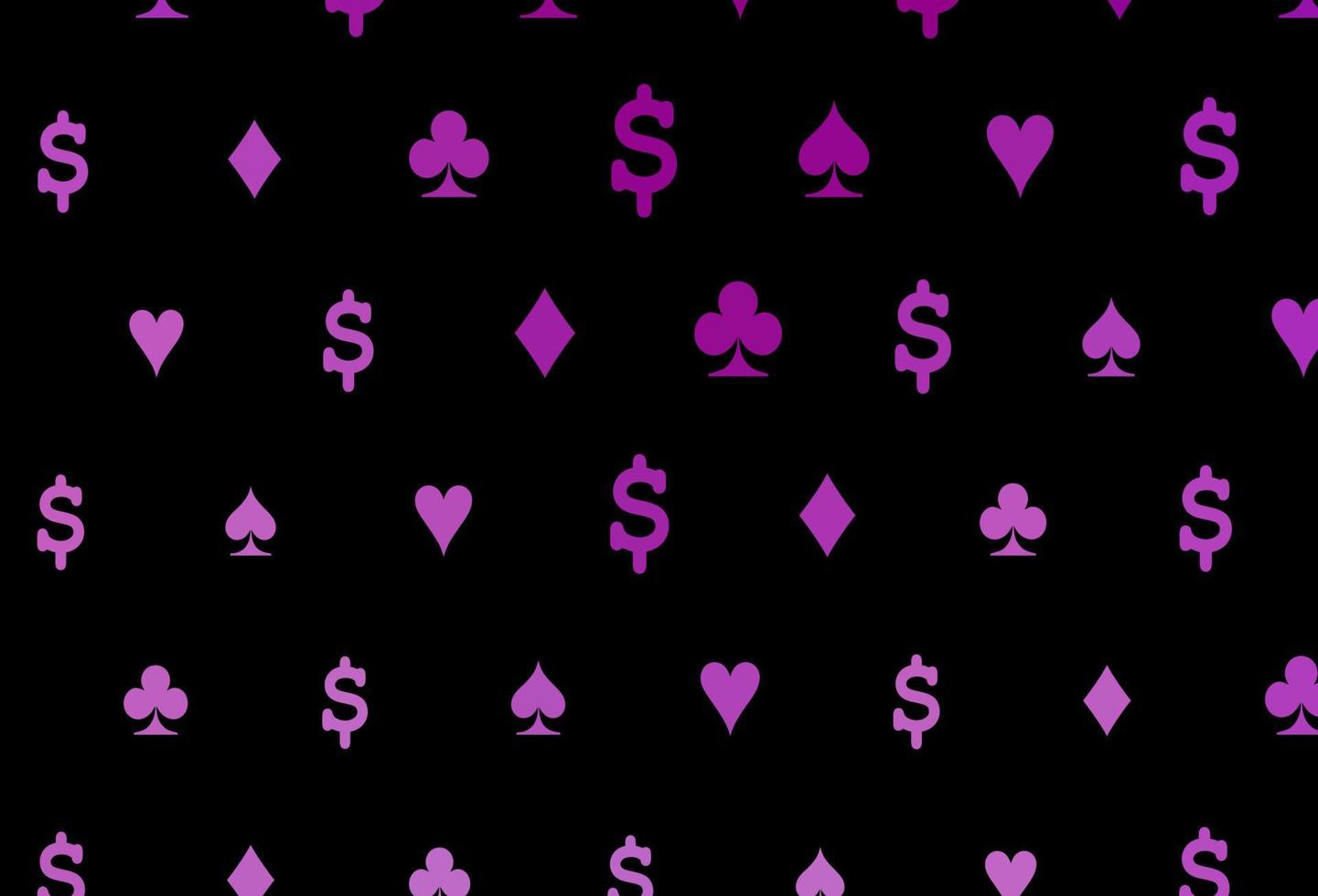 modelo de vetor roxo escuro com símbolos de pôquer.