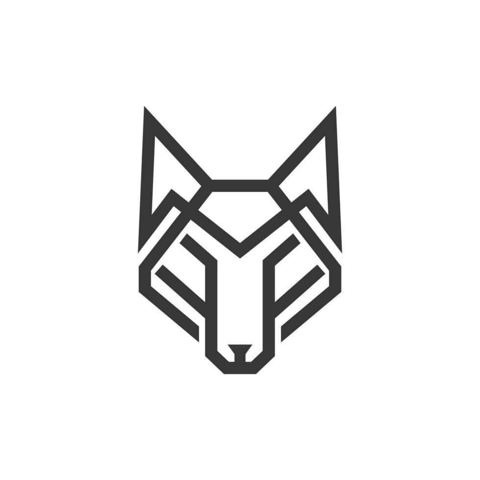 design de logotipo geométrico de arte de linha de lobo vetor