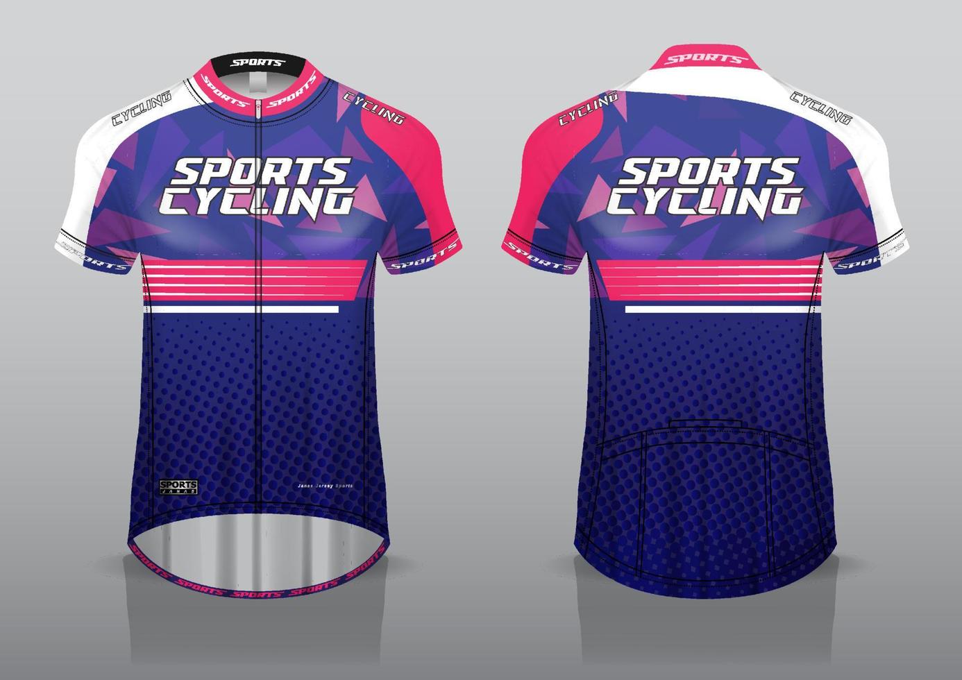 Jersey ciclismo modelo de design vista frontal e traseira do uniforme de t-shirt vetor