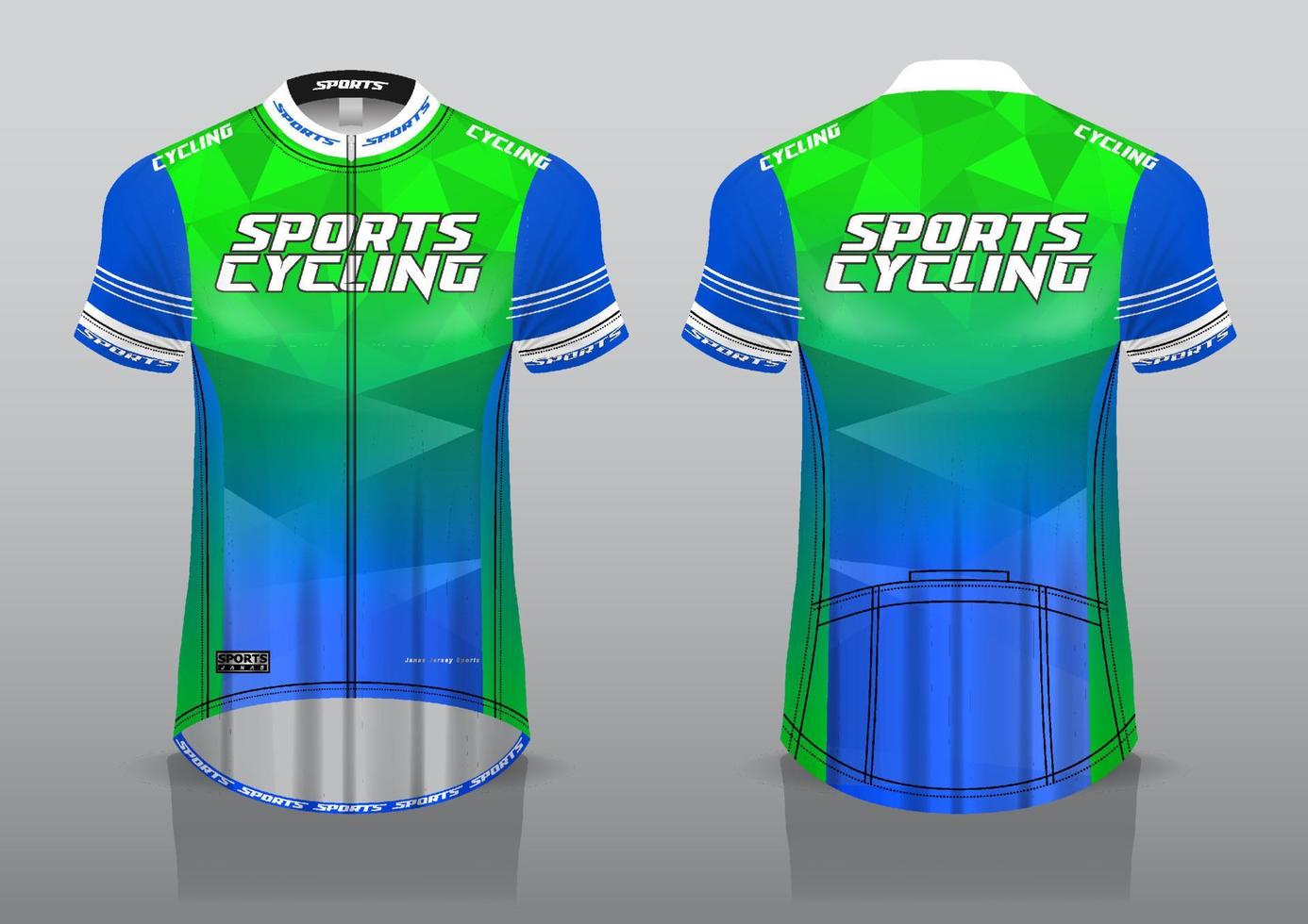 Jersey ciclismo modelo de design vista frontal e traseira do uniforme de t-shirt vetor