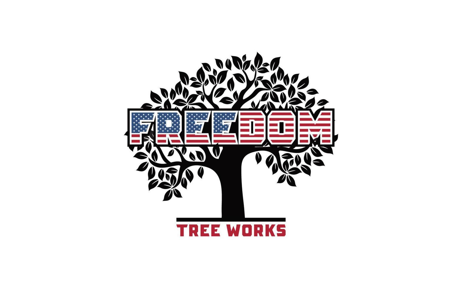 logotipo liberdade árvore trabalho fundo branco vetor
