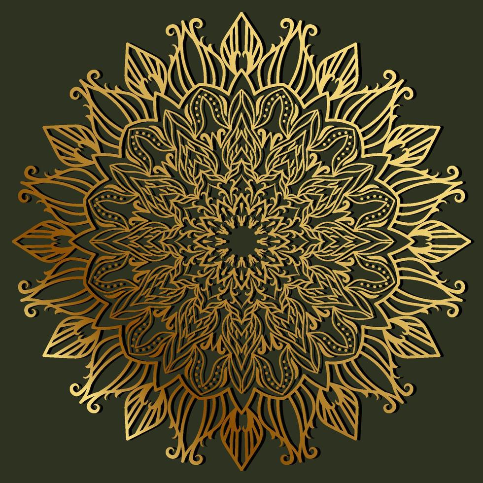 ornamento de mandala ou cor dourada do projeto do fundo da flor. vetor