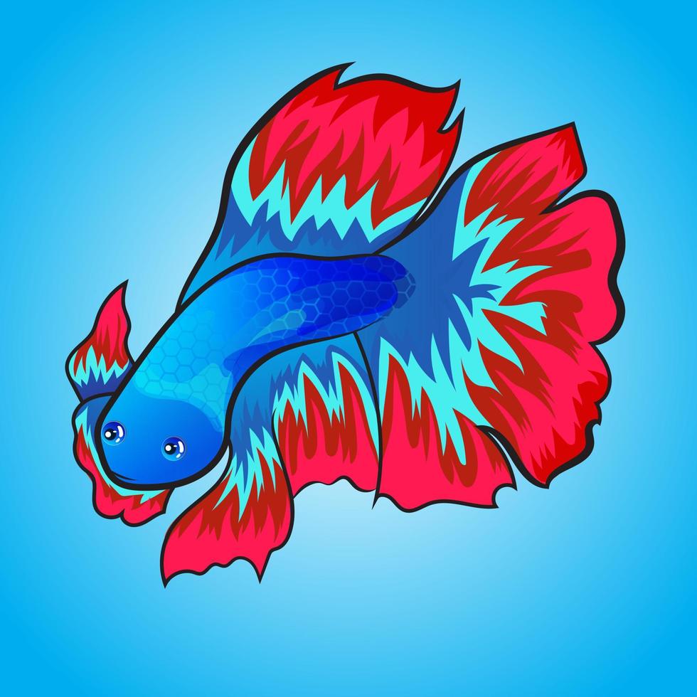 vector peixe betta exótico meia lua bela ilustração de arte de cor isolada no fundo da água. lata de design para livro de desenho ou elemento para produto