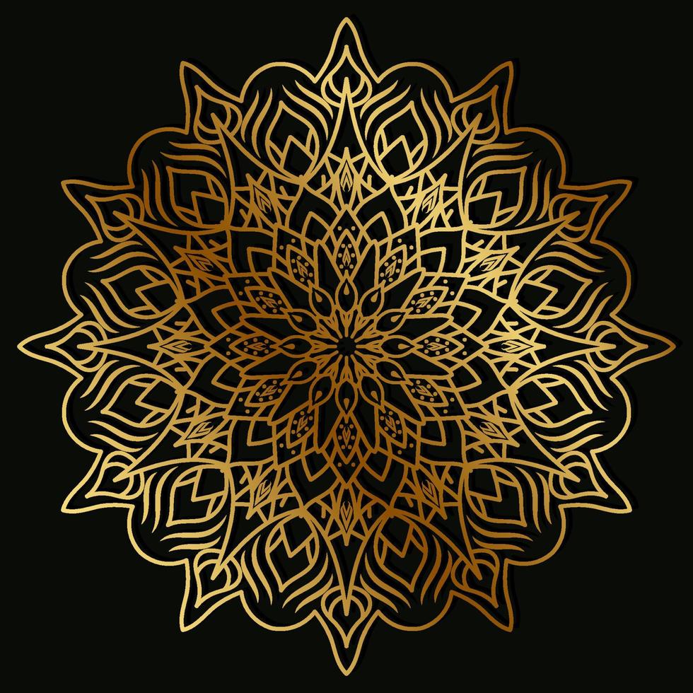 ornamento de mandala ou cor dourada do projeto do fundo da flor. vetor