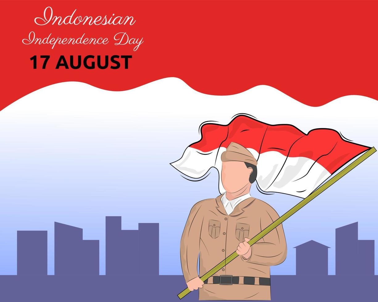 design de ilustração vetorial do modelo de plano de fundo do dia da independência indonésia vetor