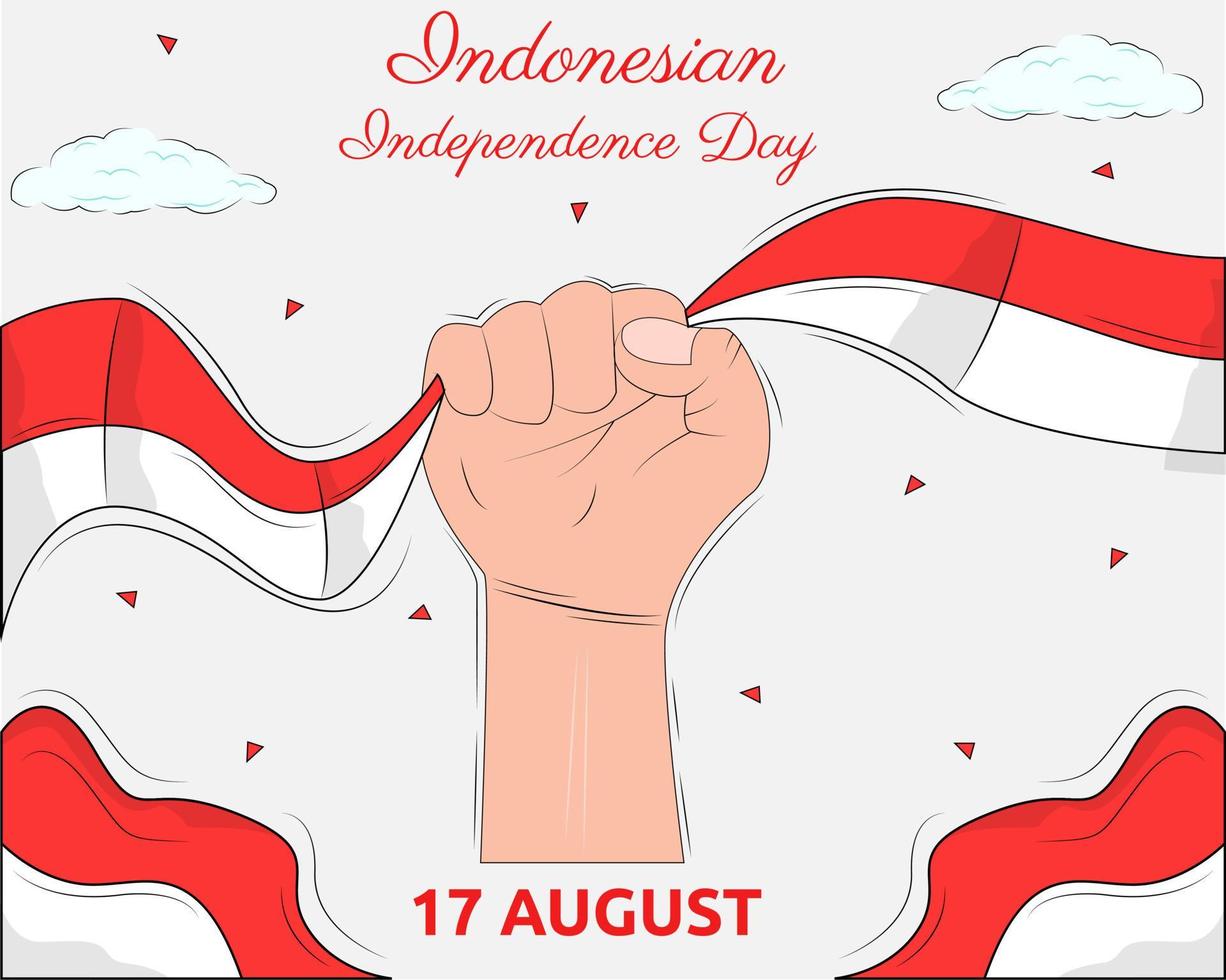 design de ilustração vetorial do modelo de plano de fundo do dia da independência indonésia vetor