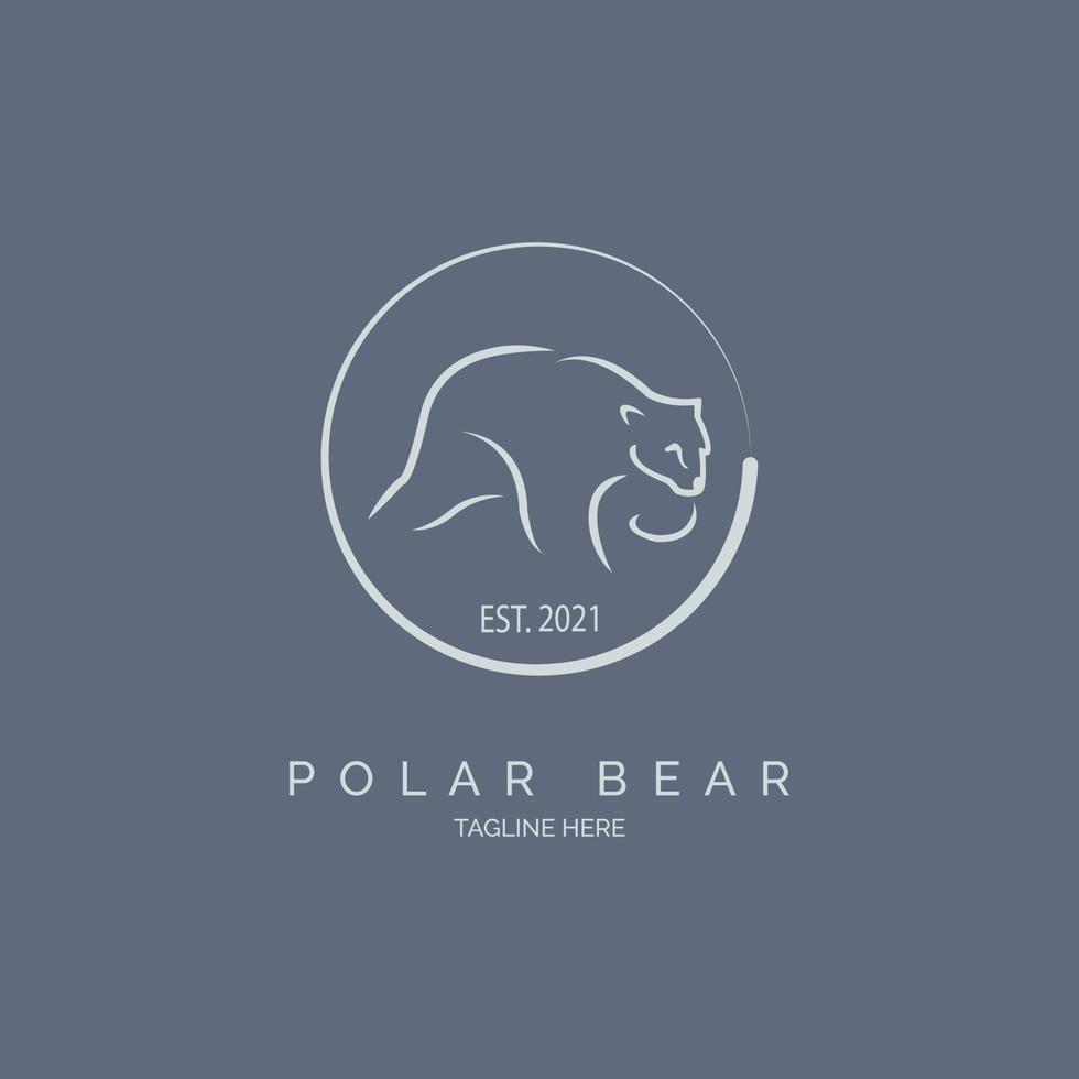 design de modelo de logotipo de estilo de linha de urso polar para marca ou empresa e outros vetor